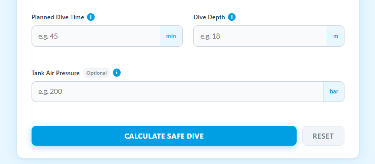 Reviewing dive planning results generated by the Basic Scuba Diving Calculator.
