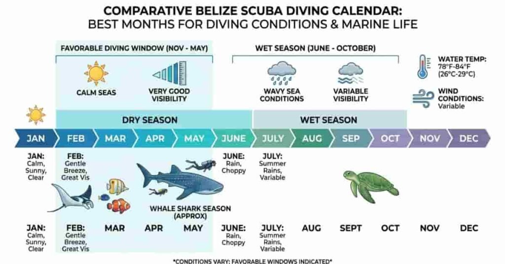 Best months to scuba dive in Belize with seasonal conditions and marine life