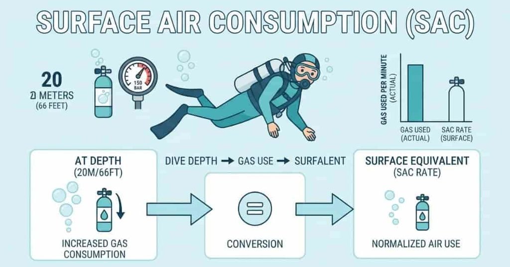 SAC rate surface air consumption scuba diving explained for beginners