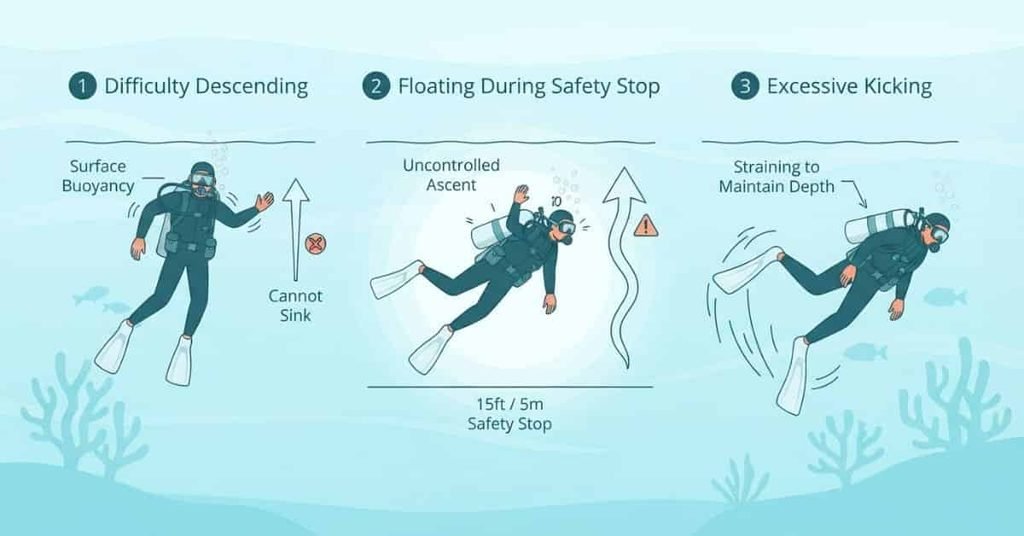 Scuba diving buoyancy check for confirming proper weighting