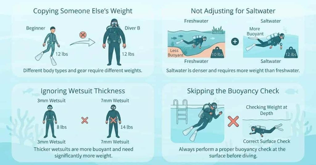 Common signs of being underweighted during scuba diving