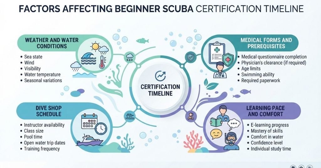 factors affecting scuba certification timeline weather scheduling and learning pace