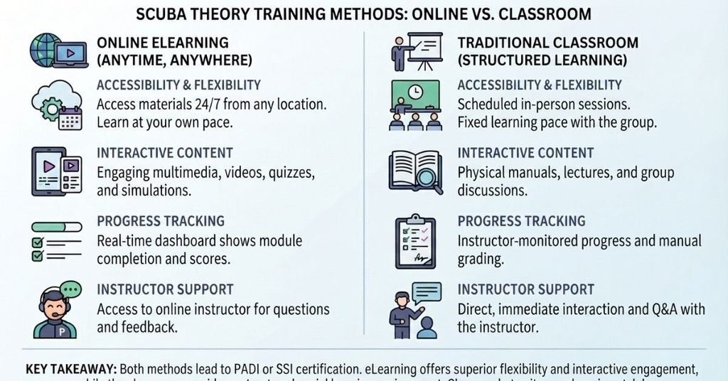 Online vs classroom scuba theory training for beginners