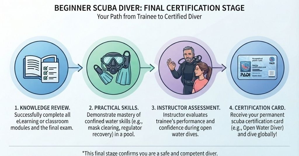 Open water scuba certification training with instructor supervision