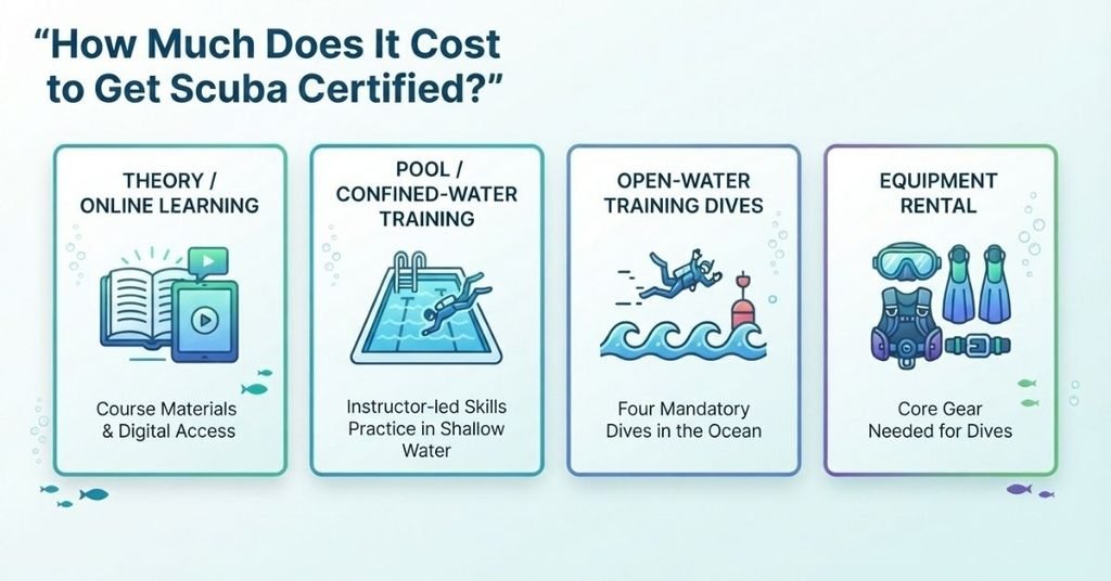Scuba certification cost breakdown for beginner divers