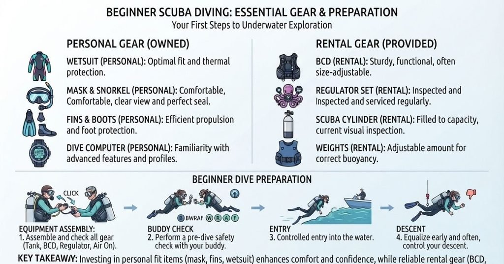 Scuba certification exam and final certification process infographic