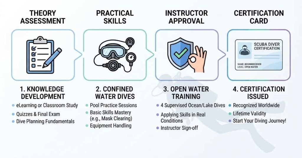 scuba diving certification exam practical skills and card