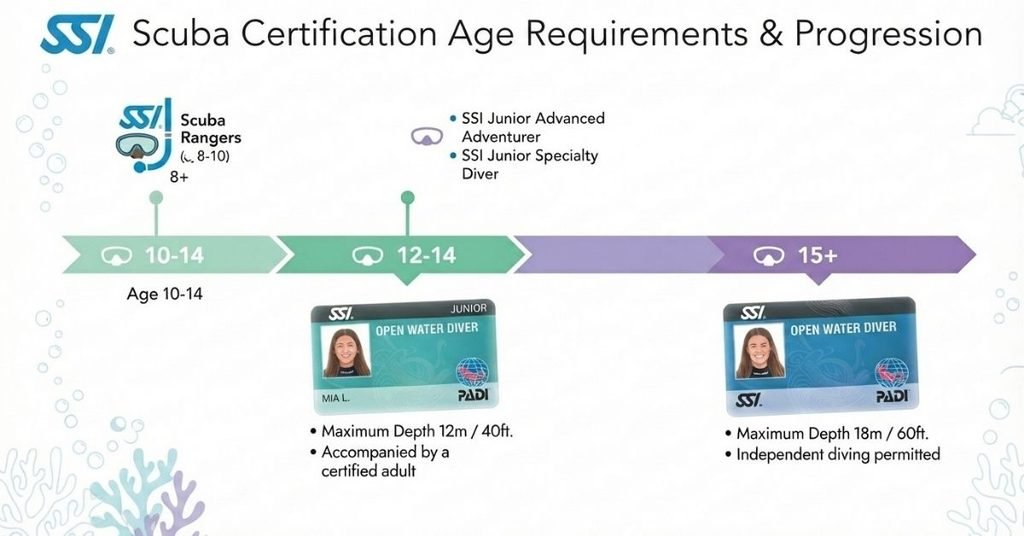 SSI scuba certification age requirements and junior Open Water certification